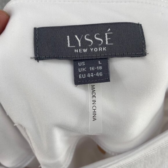 Lysse Jeans Womens Large White Jeggings Stretch Pull On Capri Gold Side Stripe - Picture 5 of 11